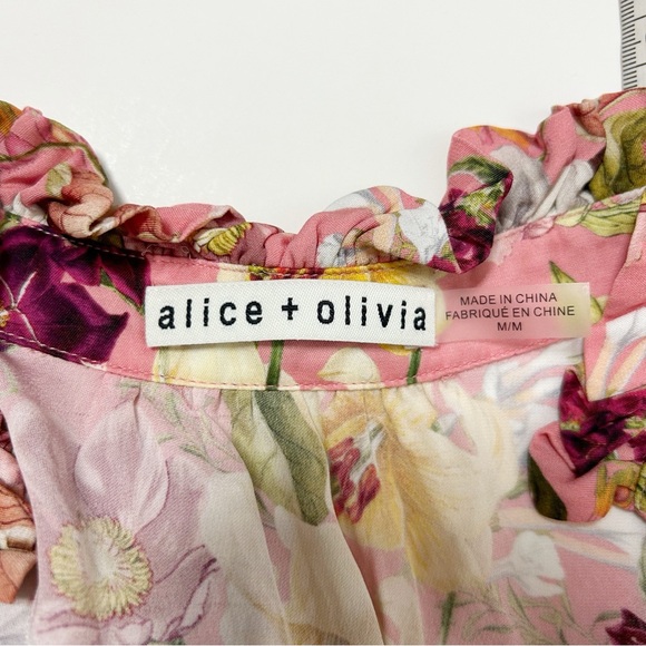 Alice + Olivia Floral-Printed Blouse with Jewel Buttons (size M) - Picture 10 of 13